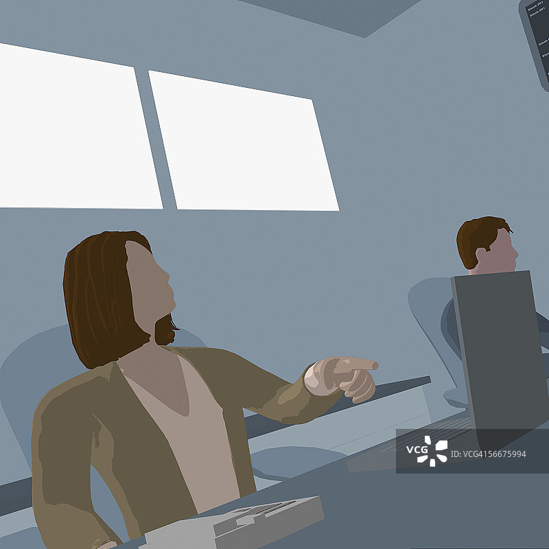 女商人和男商人在证券交易所工作图片素材