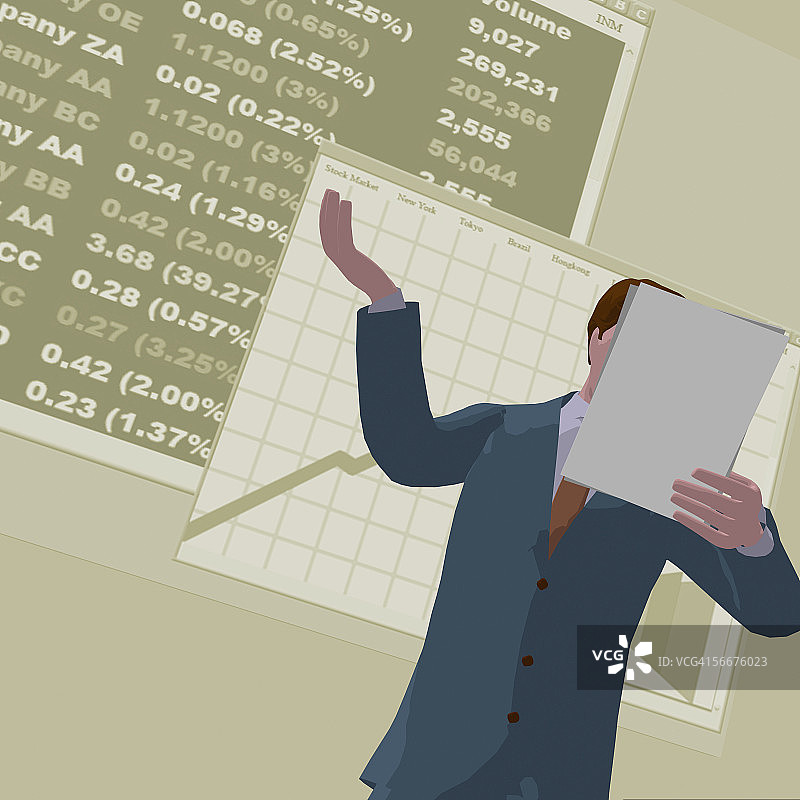 低角度的一个商人给陈述图片素材