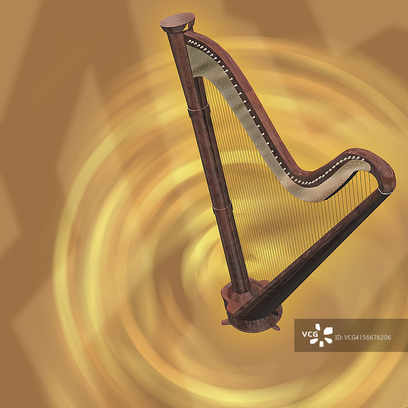 竖琴特写图片素材