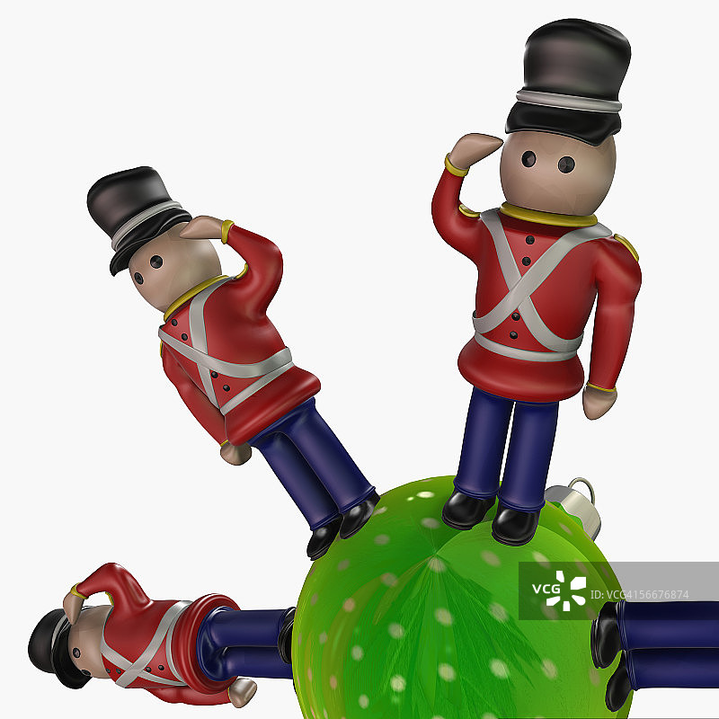 圣诞灯上的玩具士兵特写图片素材