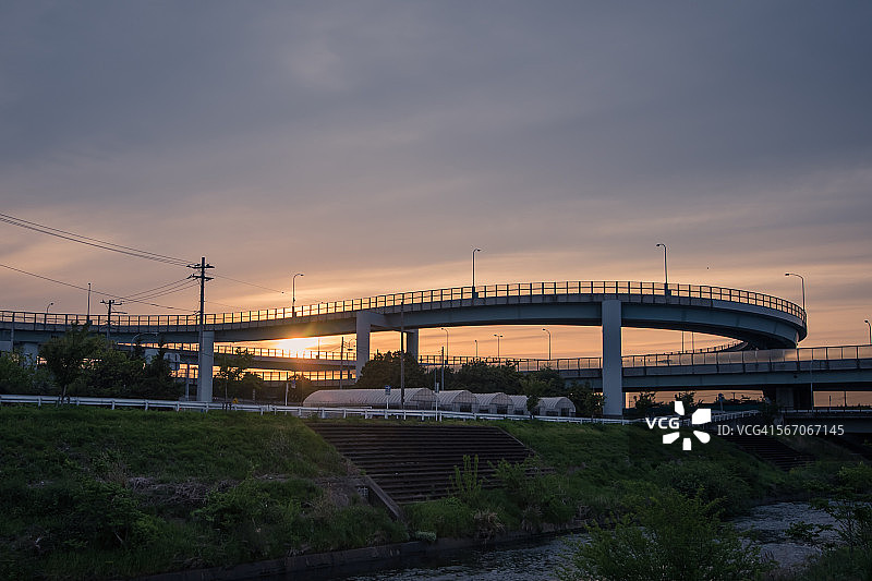 圆形边缘的日落图片素材