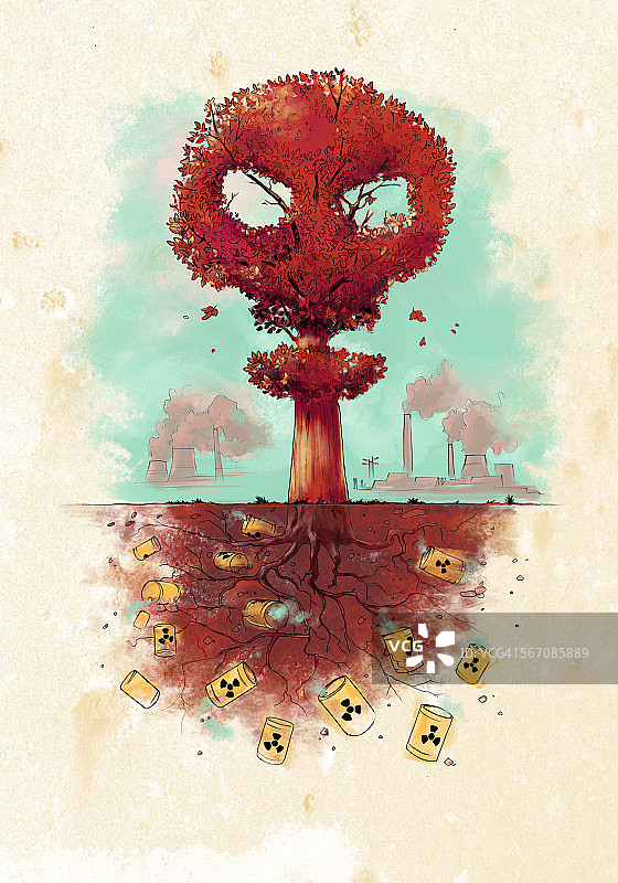 代表全球变暖概念的枯树示意图图片素材