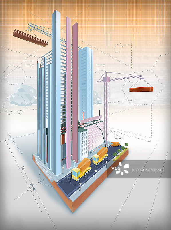 在建办公楼的示意图图片素材