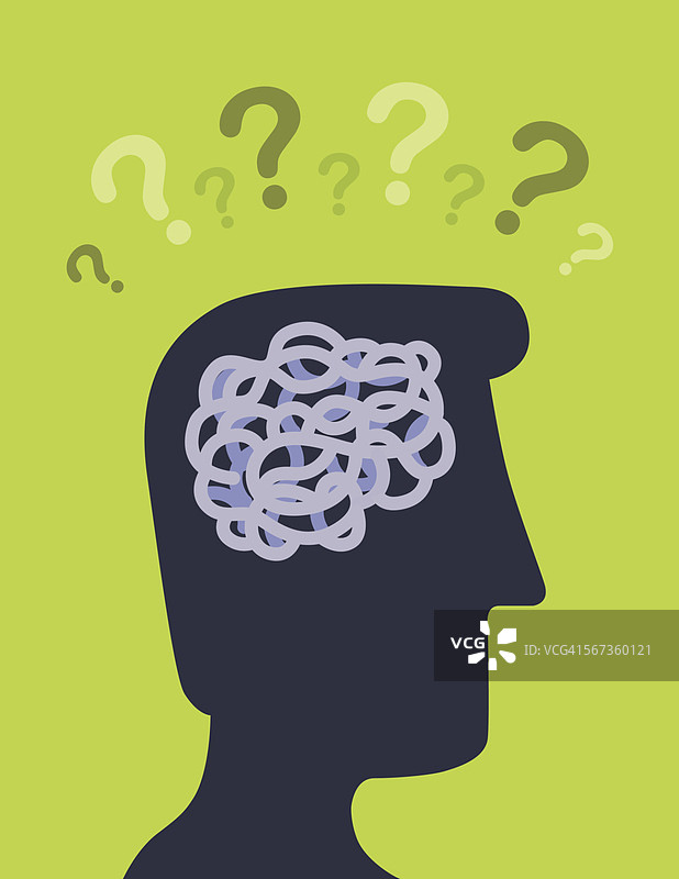 头部带问号的男人剪影头像图片素材