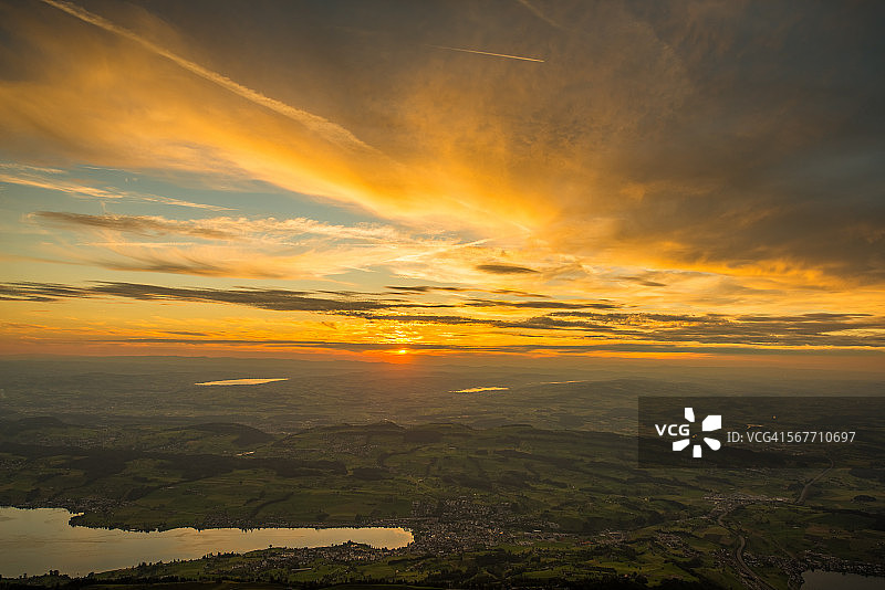 瑞士瑞吉山日落图片素材