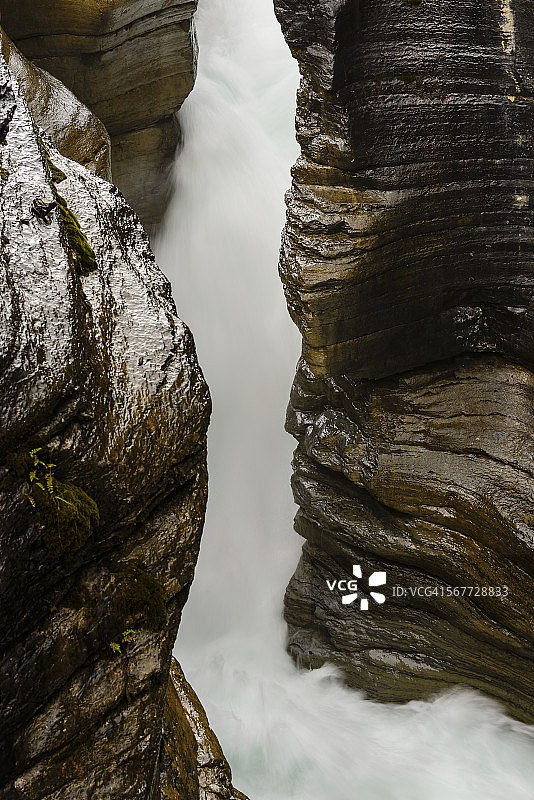 岩石峡谷中的湍急水流图片素材