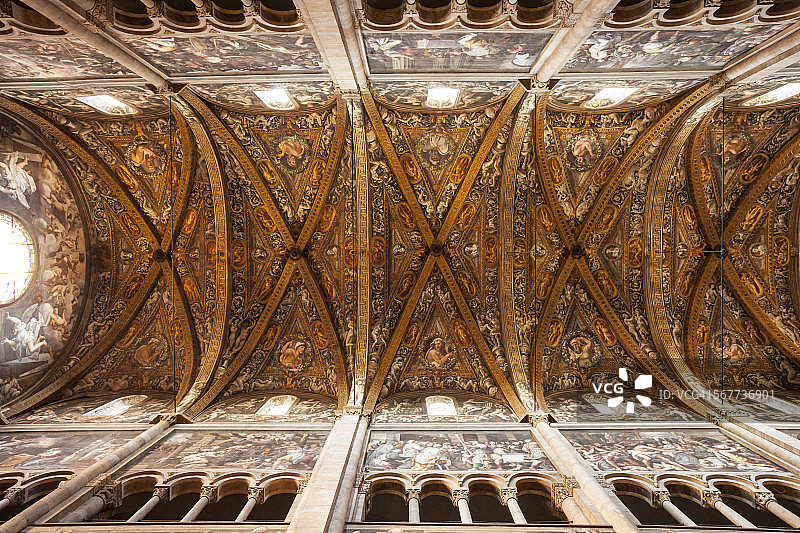 意大利帕尔马大教堂中殿的天花板图片素材