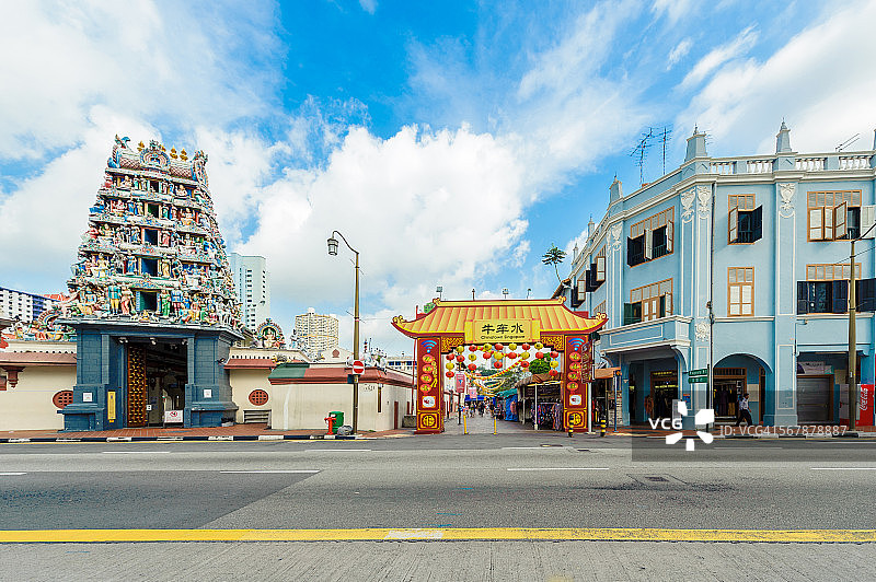 新加坡唐人街的Sri Mariamman 兴都庙图片素材