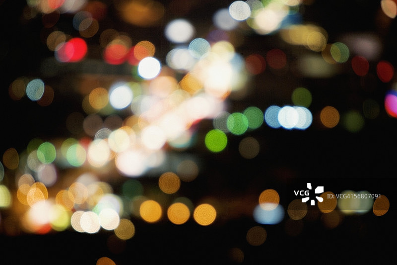 美国加利福尼亚州洛杉矶夜间模糊灯光图片素材