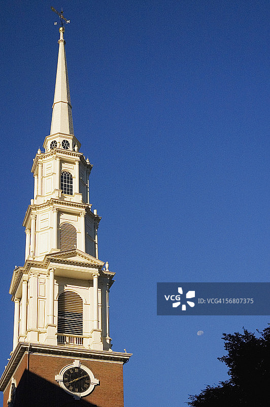 波士顿公园街教堂塔楼高处景观，美国马萨诸塞州图片素材