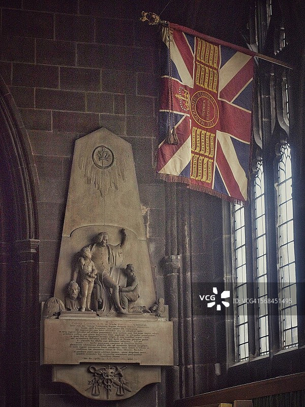 曼彻斯特大教堂、旗帜和纪念碑图片素材