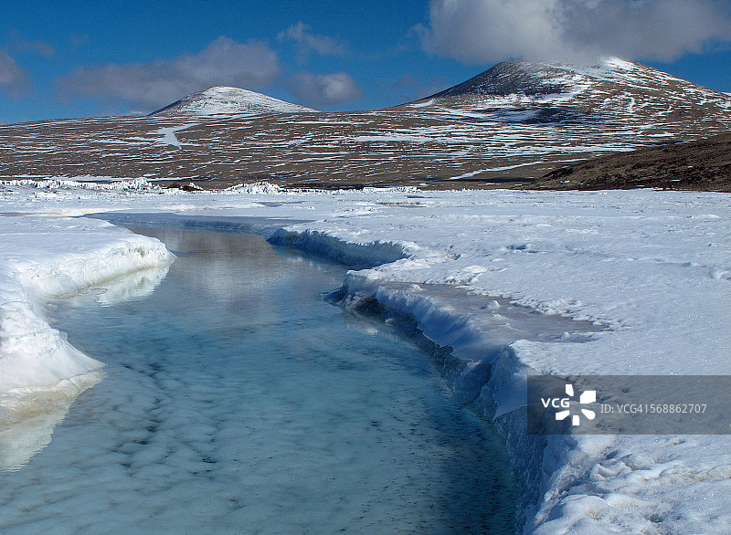南极洲大理石点附近的融化溪流图片素材