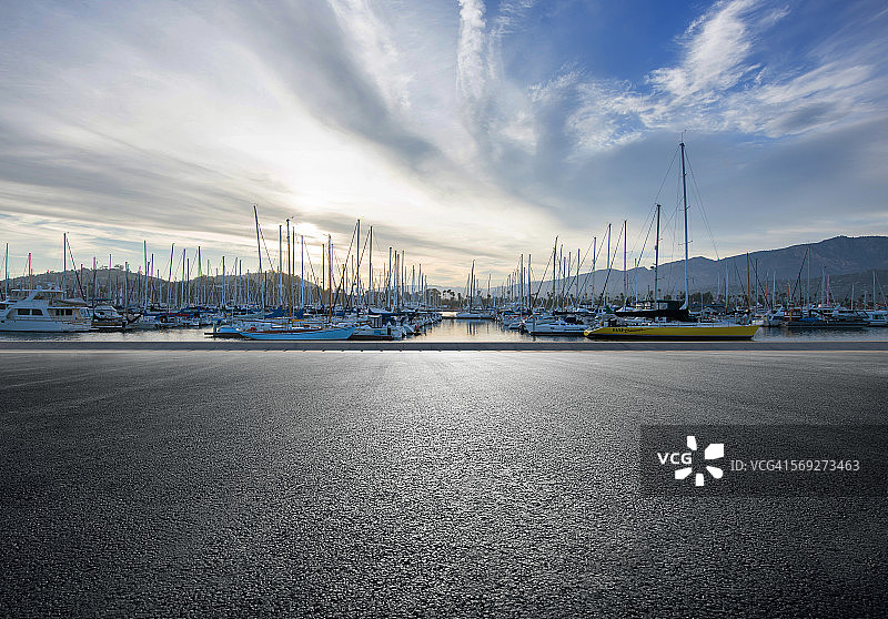 港口日落图片素材