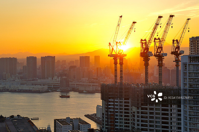 东京晴海，2015年傍晚景色图片素材