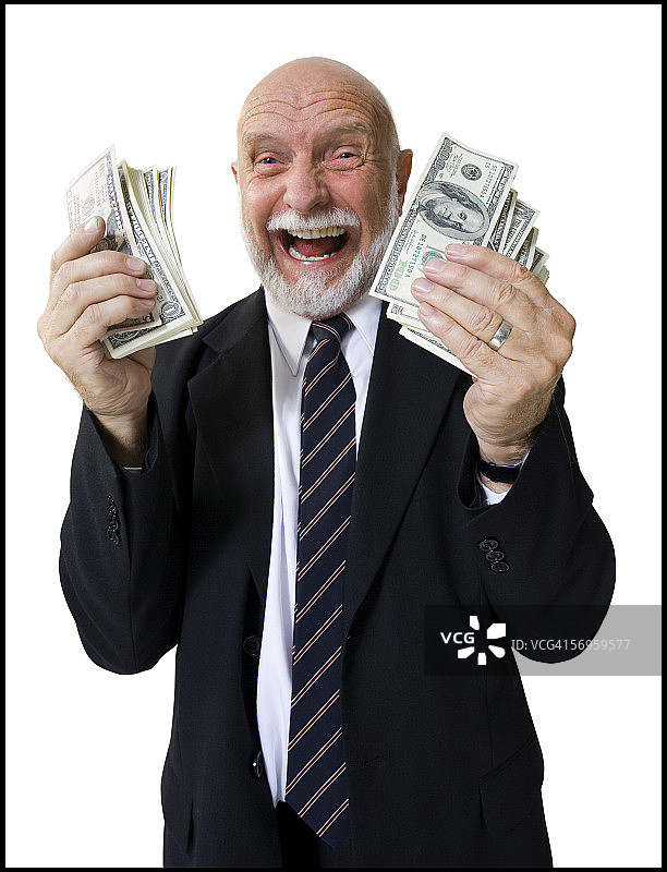 手持美元的商务人士肖像图片素材