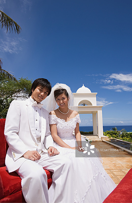 乘坐马车的新婚夫妇图片素材