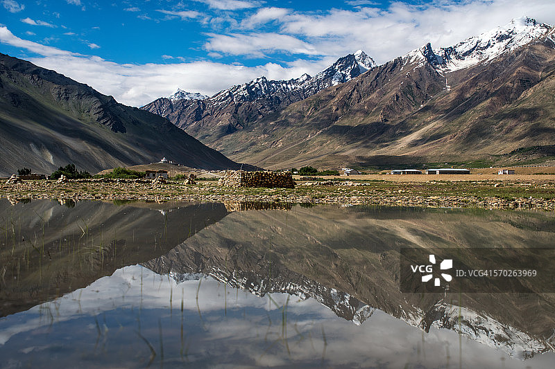 赞斯卡山脉的倒影图片素材