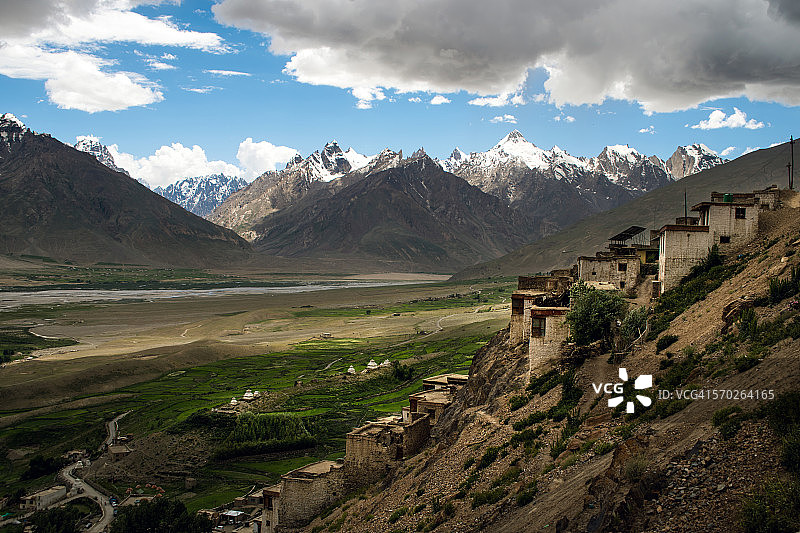 从喀尔沙寺看到的赞斯卡景观图片素材