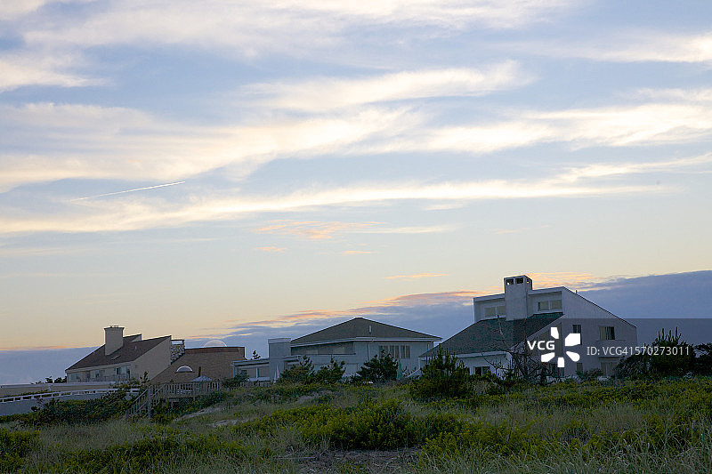 纽约州韦 Hampton 海滩的一排房屋图片素材