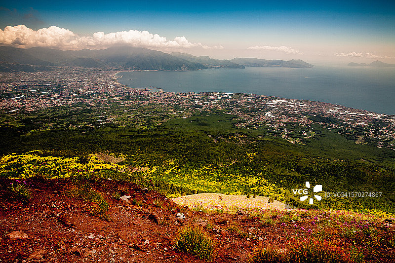 从维苏威火山看那不勒斯湾图片素材