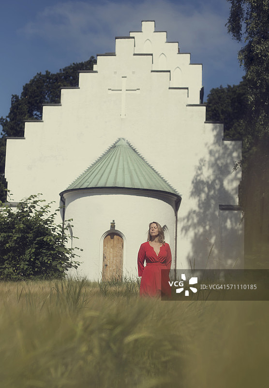 红色教堂图片素材