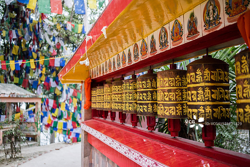 藏族转经筒，大黑天神庙，大吉岭图片素材