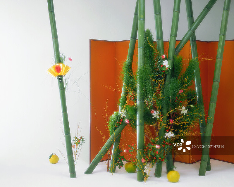 竹筒插花图片素材