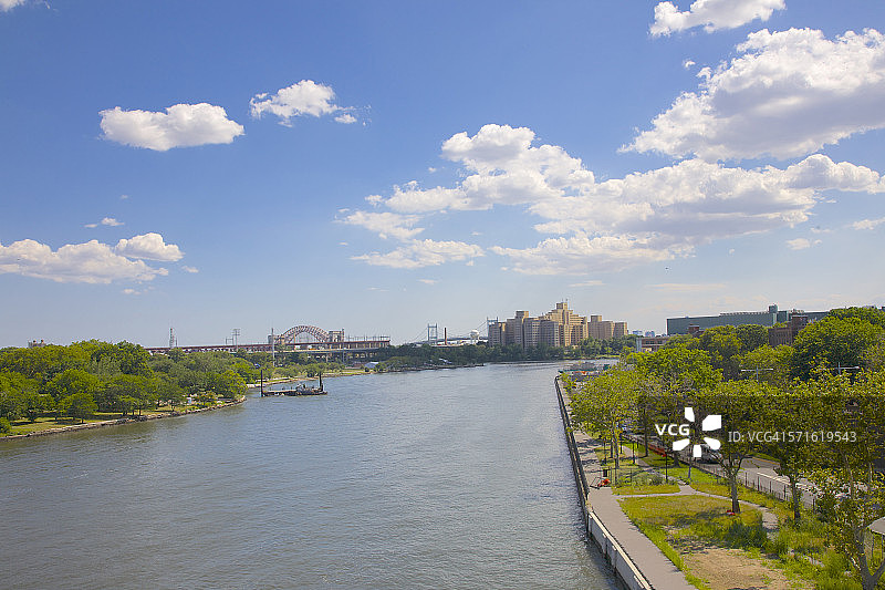 纽约东河、曼哈顿和兰德尔岛图片素材