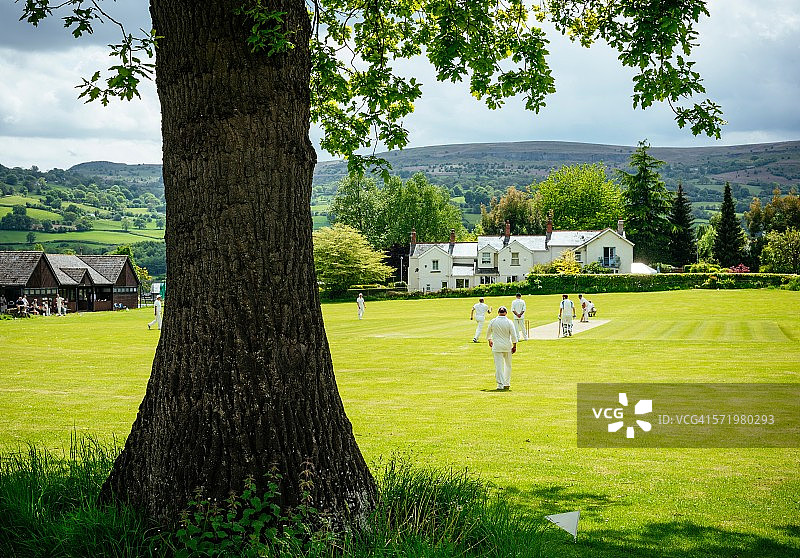 英国威尔士波伊斯布雷肯比肯斯克里克豪厄尔板球比赛图片素材