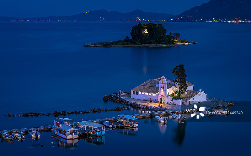 弗拉赫纳修道院，卡诺尼，科孚岛，希腊图片素材