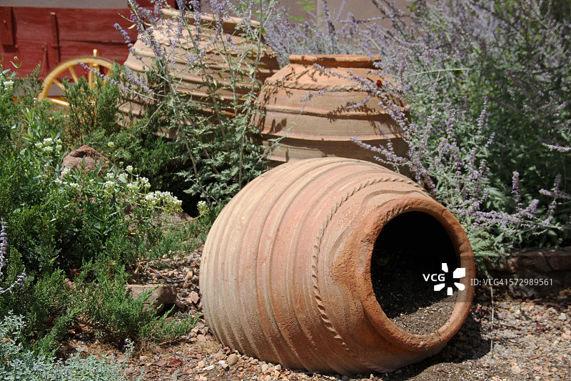 圣达菲花园里的赤陶盆图片素材