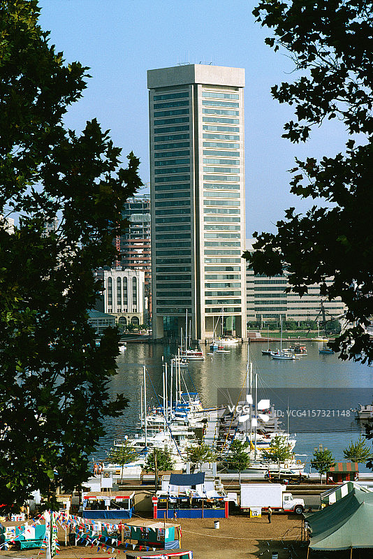 马里兰州巴尔的摩港和世界贸易中心图片素材