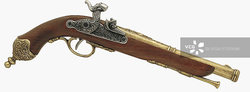 华丽手枪的把手特写图片素材