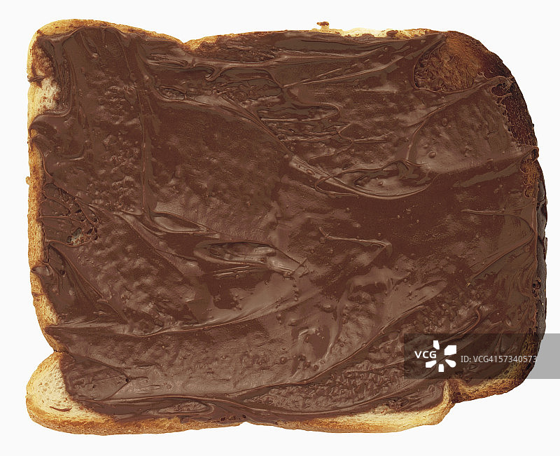 面包片上巧克力酱的特写镜头图片素材