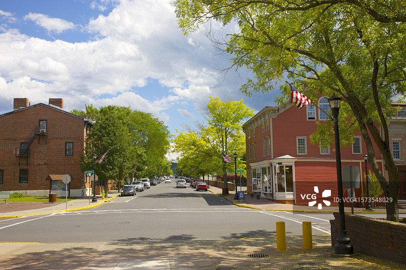 纽约州哈德逊的历史悠久的沃伦街图片素材