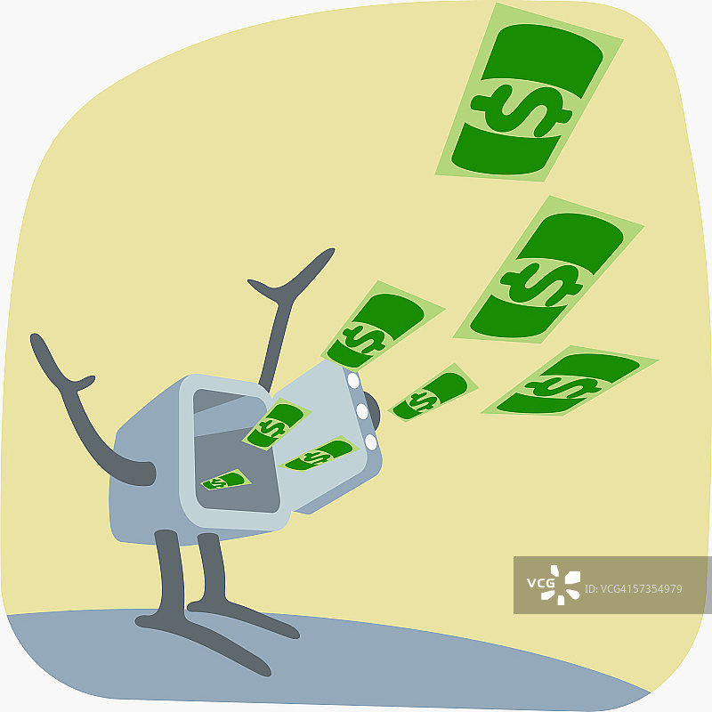 飞入打开的储物柜的纸币图片素材