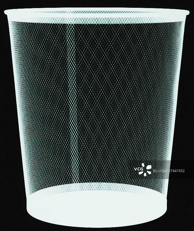 金属网状废纸篓的X光图像图片素材