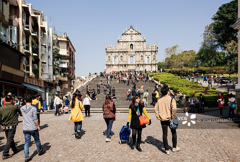 中国香港澳门圣保罗大教堂的正面图片素材