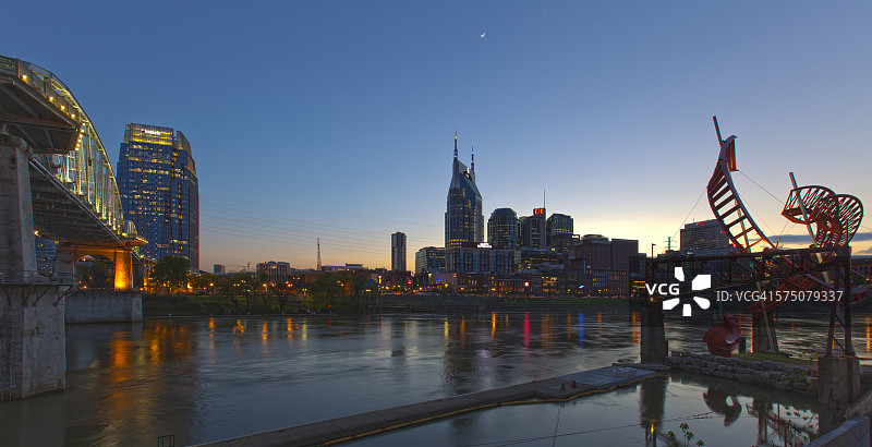 日落时分的田纳西州纳什维尔天际线图片素材