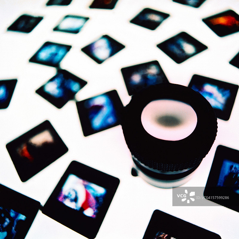 俯视角度拍摄的幻灯片阵列（模糊效果）图片素材