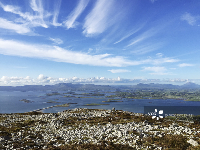 从克罗帕特里克山观看克卢湾，梅奥郡图片素材