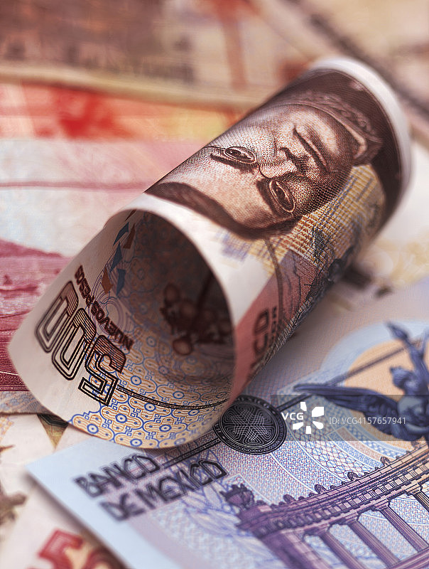墨西哥银行纸币特写图片素材