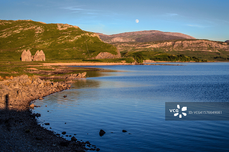 阿辛特湖的日落美景图片素材