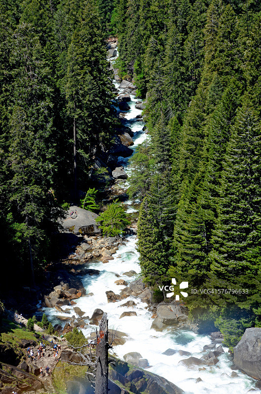 优胜美地国家公园弗纳尔瀑布顶部景观图片素材