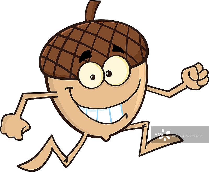 奔跑中的卡通橡果角色图片素材