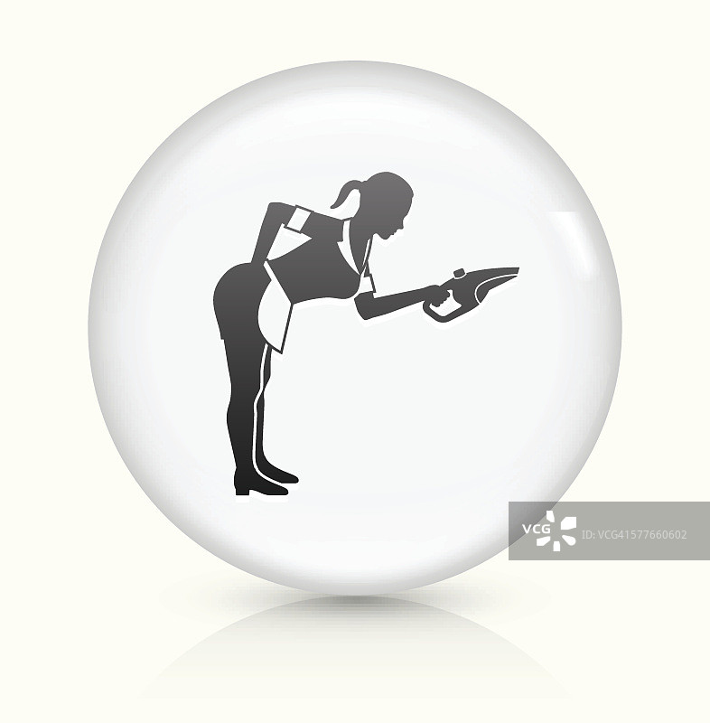 女保洁员图标上的白色圆形矢量按钮图片素材