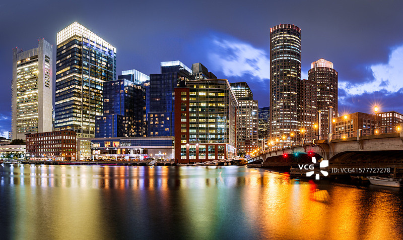 美国马萨诸塞州波士顿炮台点海峡天际线图片素材