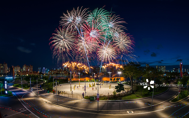 新加坡体育中心2016国庆庆典烟花图片素材