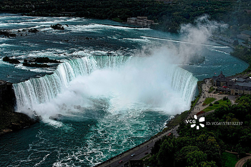 尼亚加拉瀑布马蹄瀑布的航拍景观图片素材