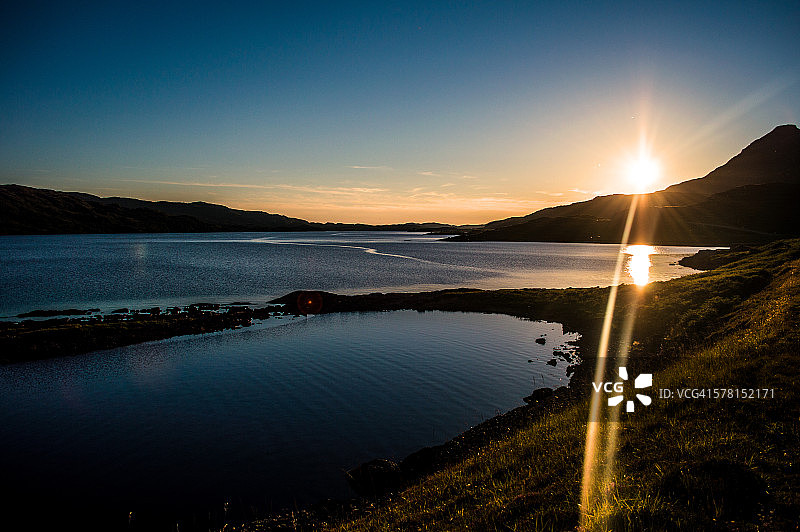 阿辛特湖的日落美景图片素材